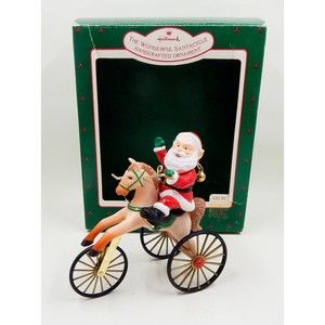 Hallmark Christmas Ornament The Wonderful Santacycle Santa Horse Tricycle 1988